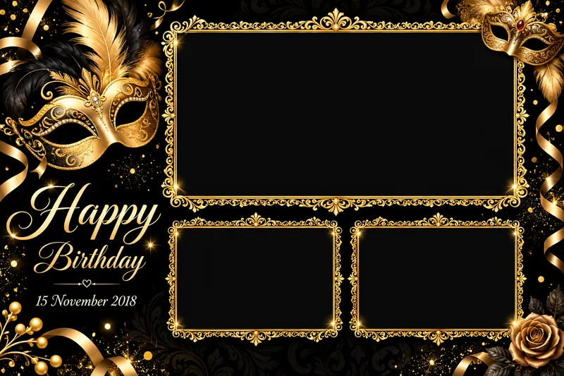 Fotobox-Druckvorlage Geburtstag im Maskenball-Stil (Beispiel-Design)