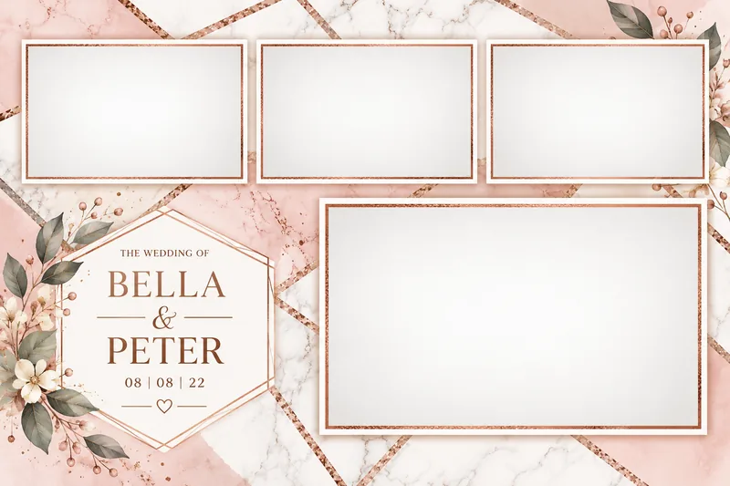Fotobox-Druckvorlage Hochzeit in Rosegold (Beispiel-Design)